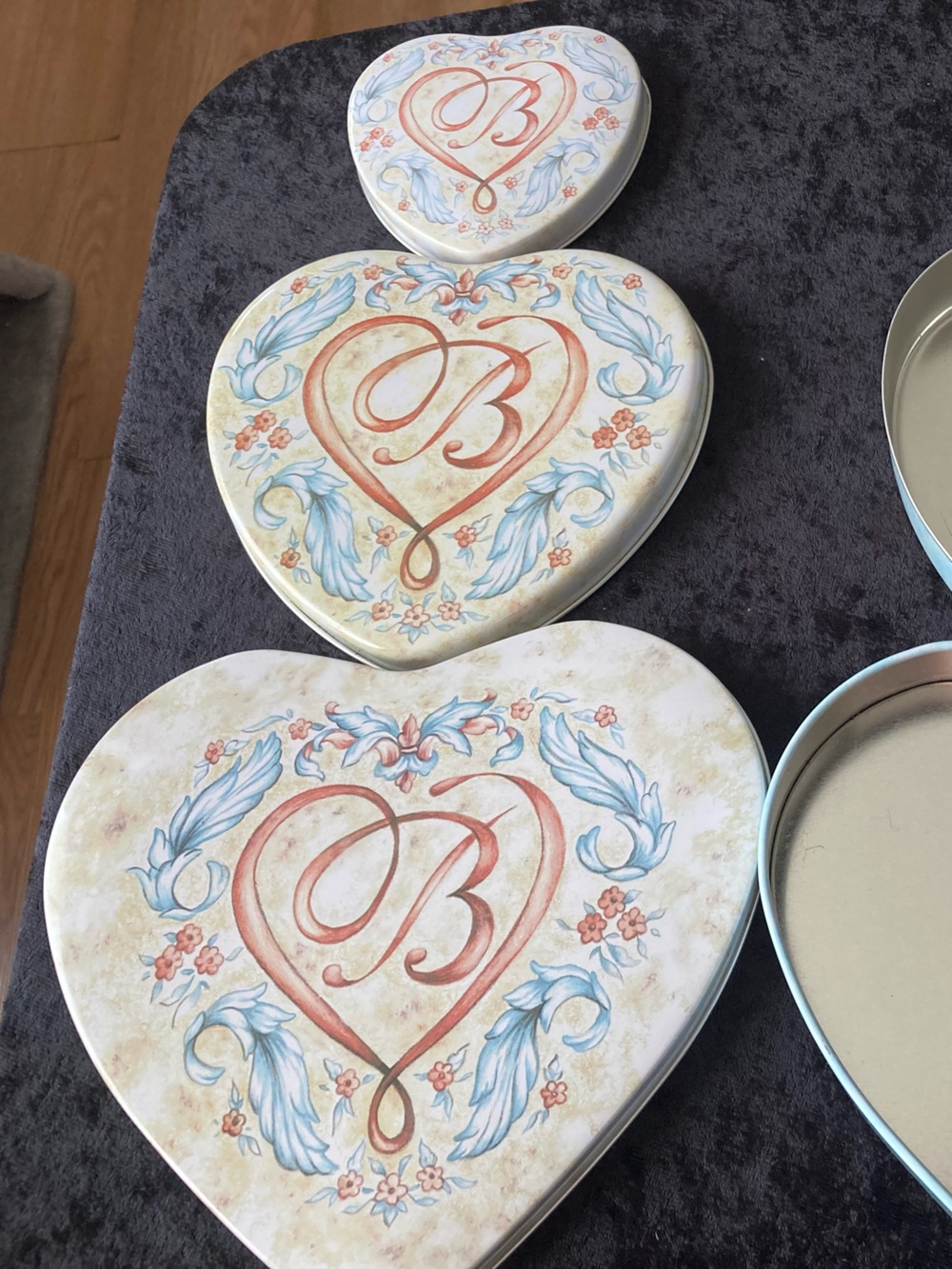 Brighton Heart-Shaped Decorative Tin Set with Floral Monogram